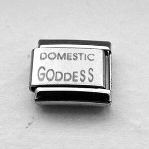 Domestic Goddess laser 9mm stainless steel italian charm bracelet link new